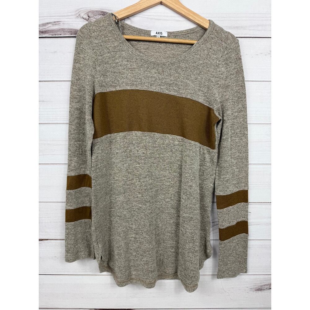 AXIS Tunic Long Sleeve Sweater Top Brown Color Block Womens Size‎ Small